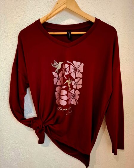 Remera V modal  soft colibrí