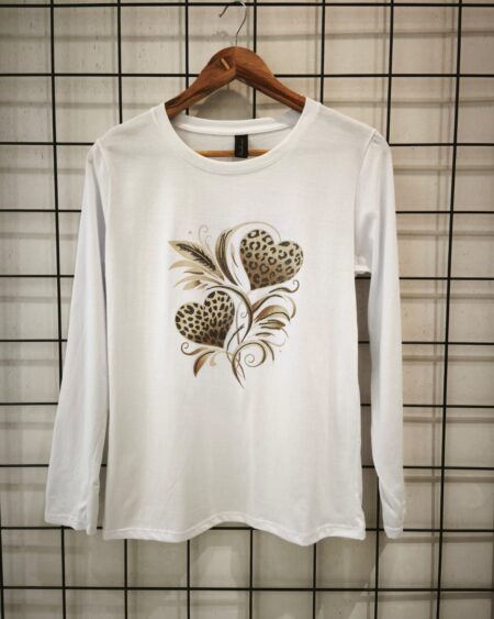 Remera clásica m/ larga Dos corazones print